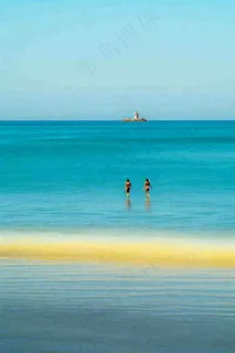 夏日海边海景蓝色清新海水游玩度假，大暑小暑