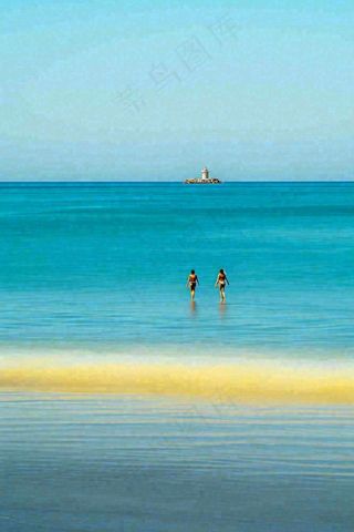 夏日海边海景蓝色清新海水游玩度假，大暑小暑