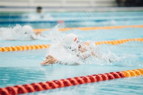 泳池中参加比赛的人物摄影高清图片