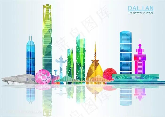 城市剪影线条图地标城市建筑地标名胜古迹