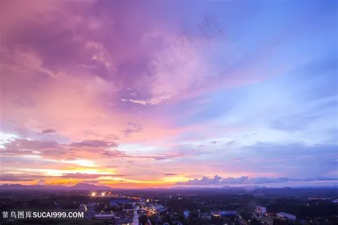 黄昏都市瑰丽晚霞高清图片 黄昏都市瑰丽晚霞高清图片