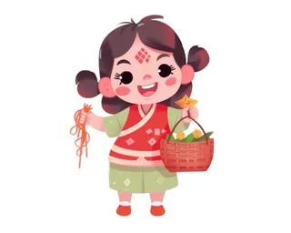 喜庆人物提灯笼红色新年春节祈福免抠