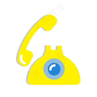 黄色电话卡通png素材