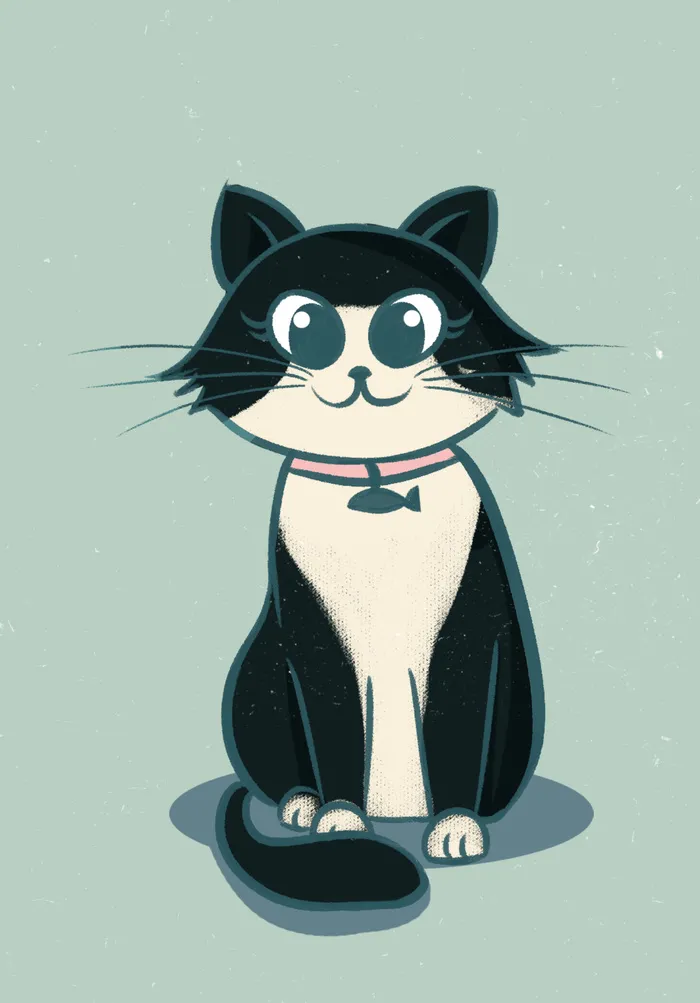 卡通搞怪呆萌黑色小猫咪海报插画3psd模版下载