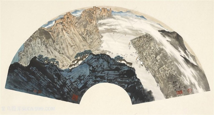 薛亮水墨画水墨山脉艺术风景画