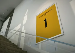 海报样机 室内 画展 画框样机 现代明亮建筑 (11)