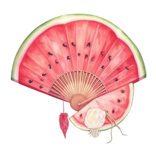 西瓜扇子免抠