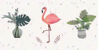 三联花瓶鸿鹤装饰画