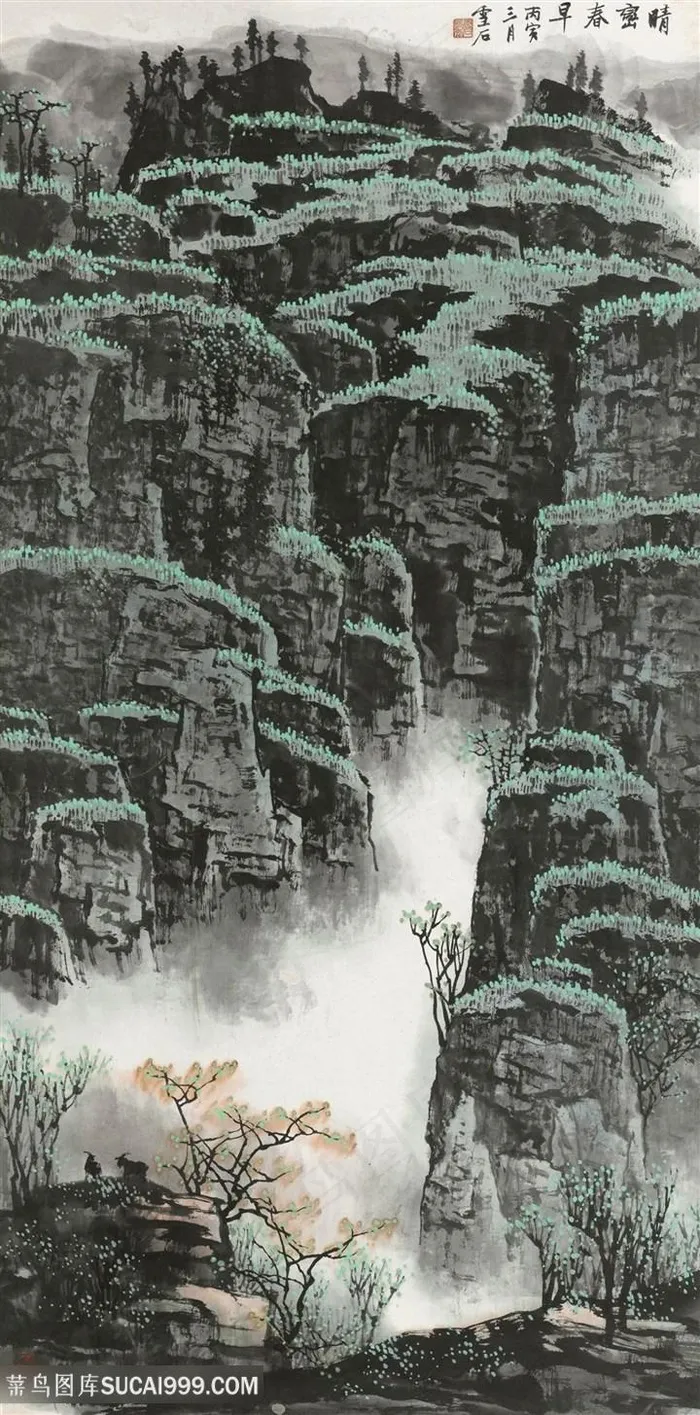 白雪石巍峨山脉高清风景画