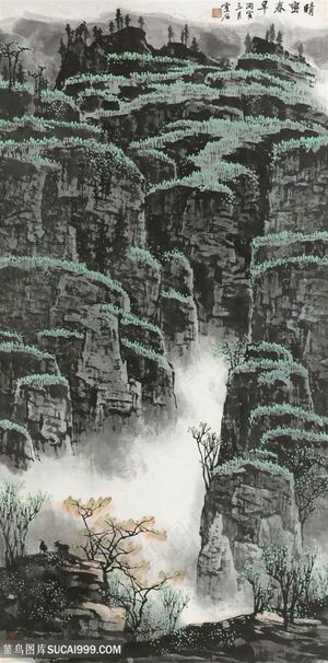 白雪石巍峨山脉高清风景画