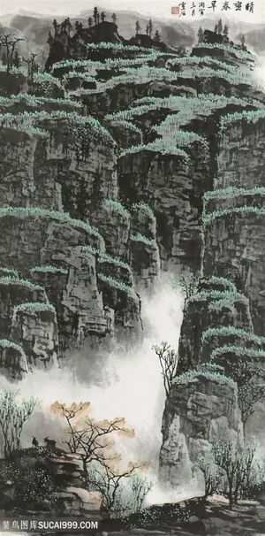 白雪石巍峨山脉高清风景画