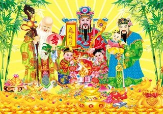 福禄寿竹子财宝背景风景