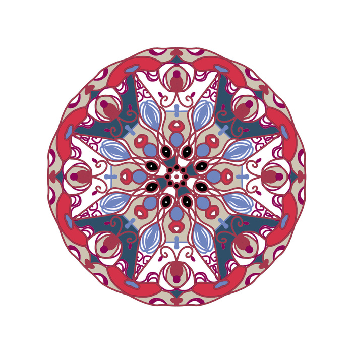 中国风古典民族风手绘曼陀罗花纹圆形插画AI矢量装饰图案PSD素材