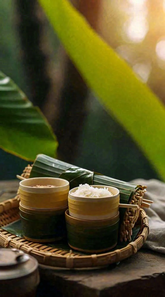 夏天端午阳光粽子粽叶竹篮米饭，芒种夏至(816x1472)