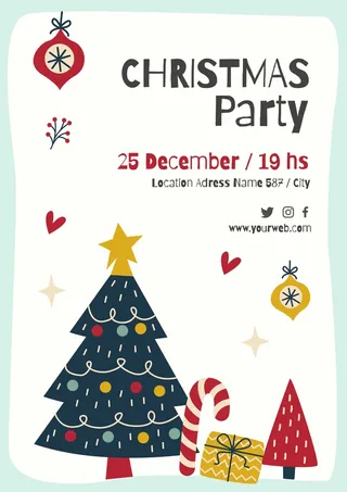 创意剪纸风圣诞节圣诞树圣诞老人麋鹿雪花3D立体海报