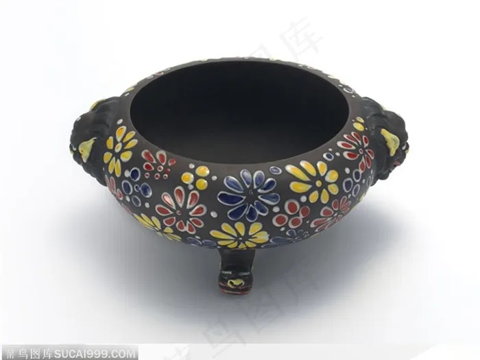 中华传统工艺品-彩色花纹黑色茶罐 中华传统工艺品-彩色花纹黑色茶罐