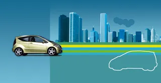 汽车白线轮廓新能源绿色城市建筑