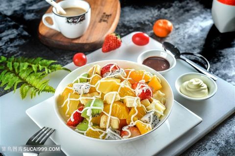 水果沙拉果盘糕点图片