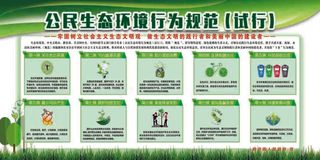 公民生态环境行为规范绿色海报简约大气图片