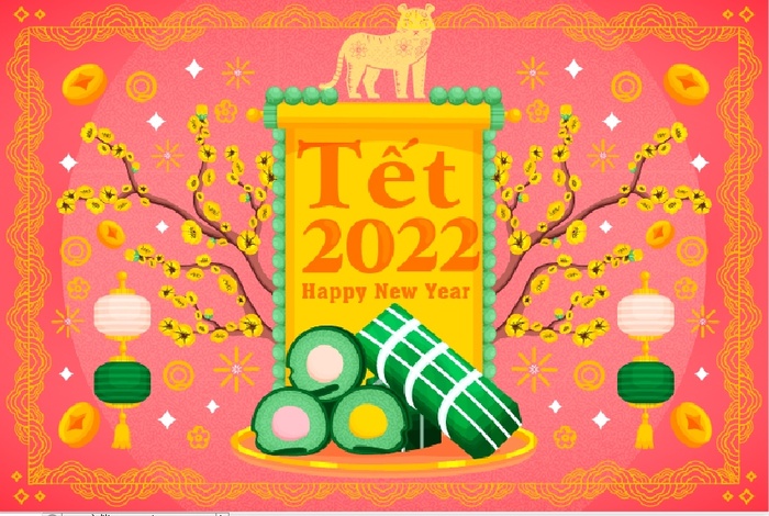 越南新年2022背景ai矢量模版下载
