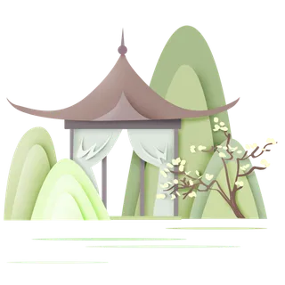 清明元素古风中式清明节山水画中国风绿色