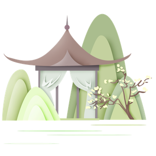 清明元素古风中式清明节山水画中国风绿色