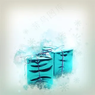 蓝色节日装饰礼盒素材高清图片