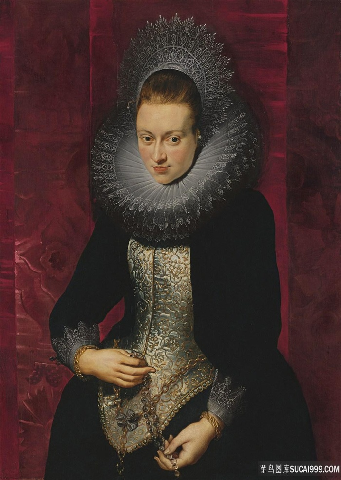 彼得·保罗·鲁本斯—一位手持念珠的年轻女子的肖像