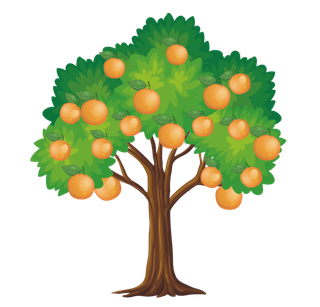 免抠橙子树卡通插画素材