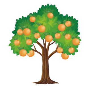免抠橙子树卡通插画素材