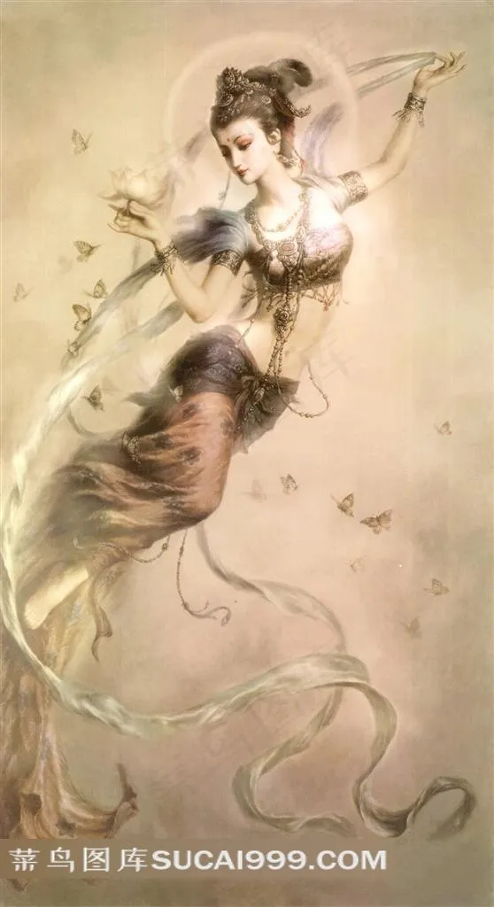 宗教油画仙女散花图