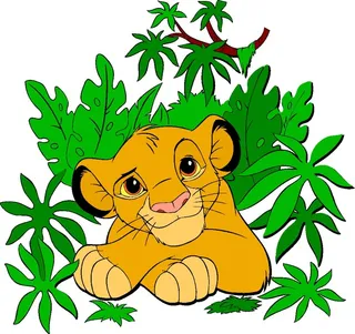 卡通动漫动画狮子王辛巴草丛玩耍矢量图素材