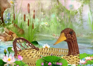 卡通儿童荷花小湖背景