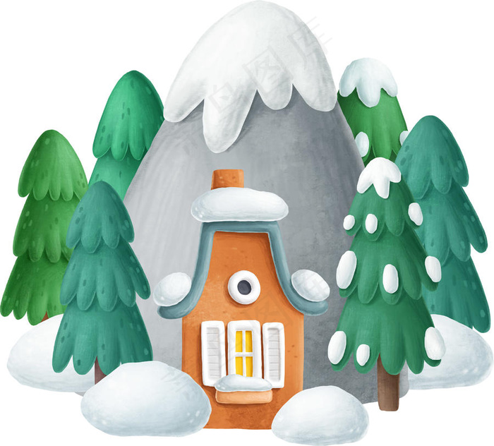 冬季卡通房子
