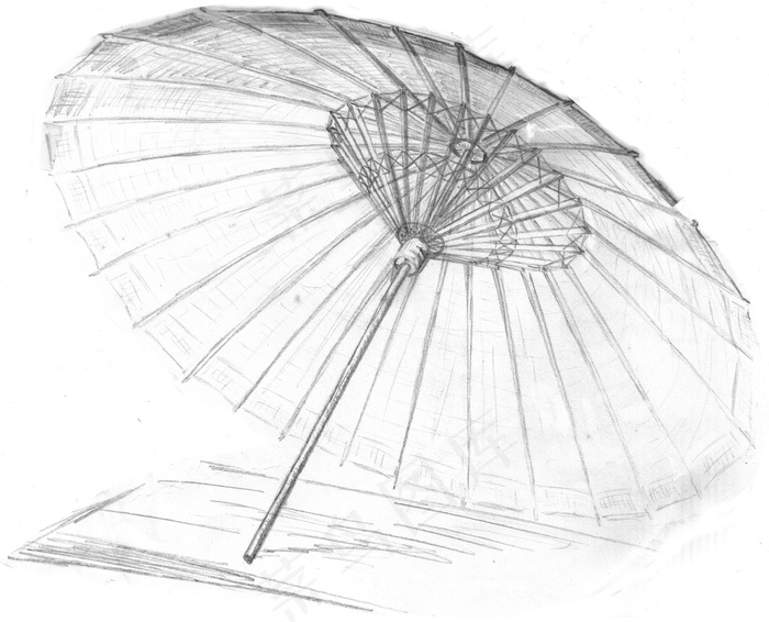 素描伞图片