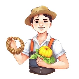 农民金黄色小麦收获插画