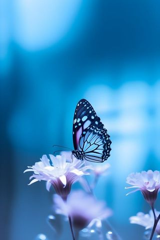 蝴蝶鲜花简约渐变背景