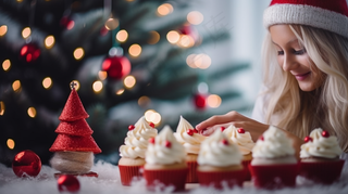 圣诞小蛋糕摄影图