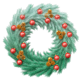 平安夜花环彩球免抠素材免扣装饰素材