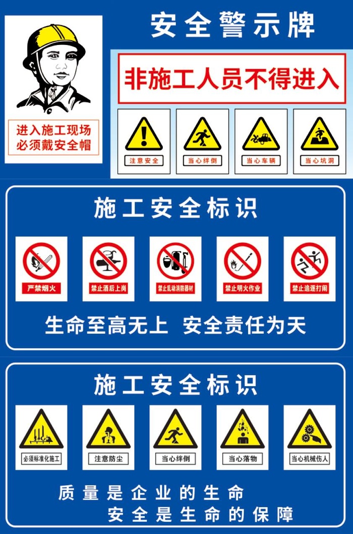 工地安全标识牌图片cdr矢量模版下载