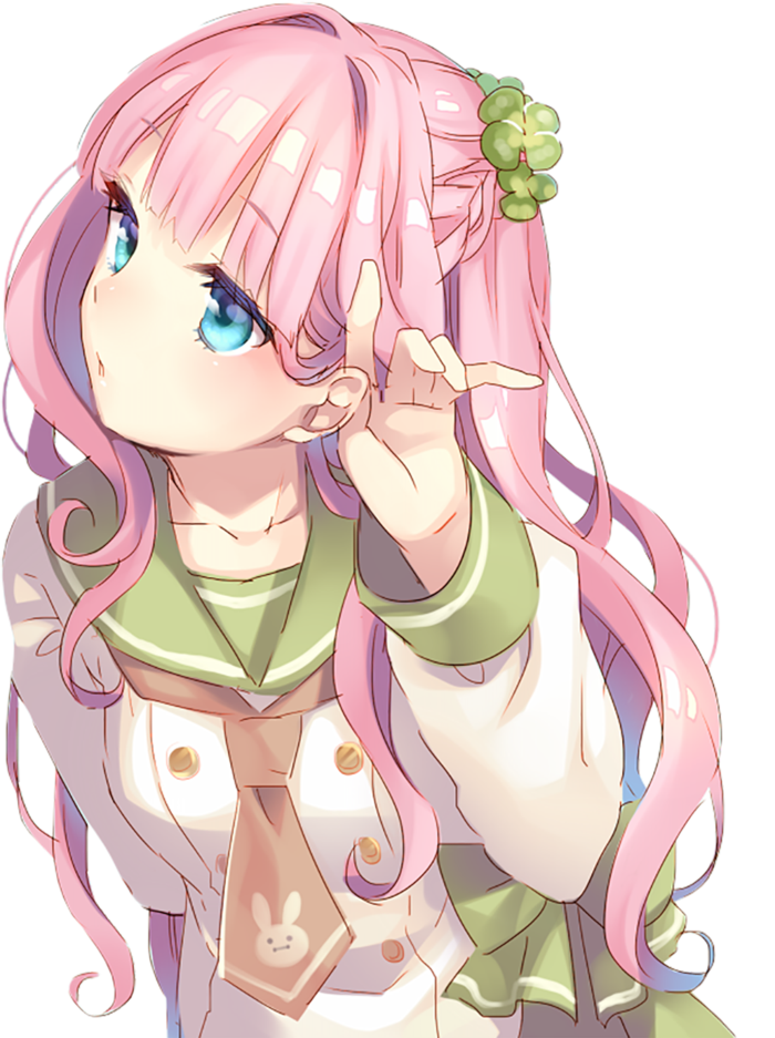 绿色水手服可爱女孩素材卡通简笔人物