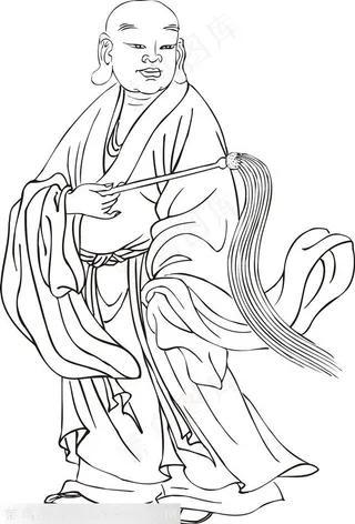 高清系列手绘线描108罗汉矢量PNG图片