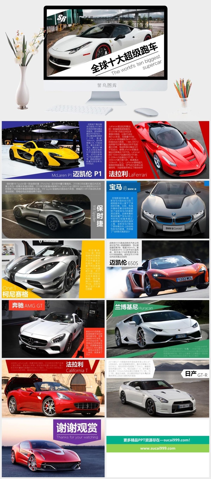 全球十大超级跑车介绍PPT模板