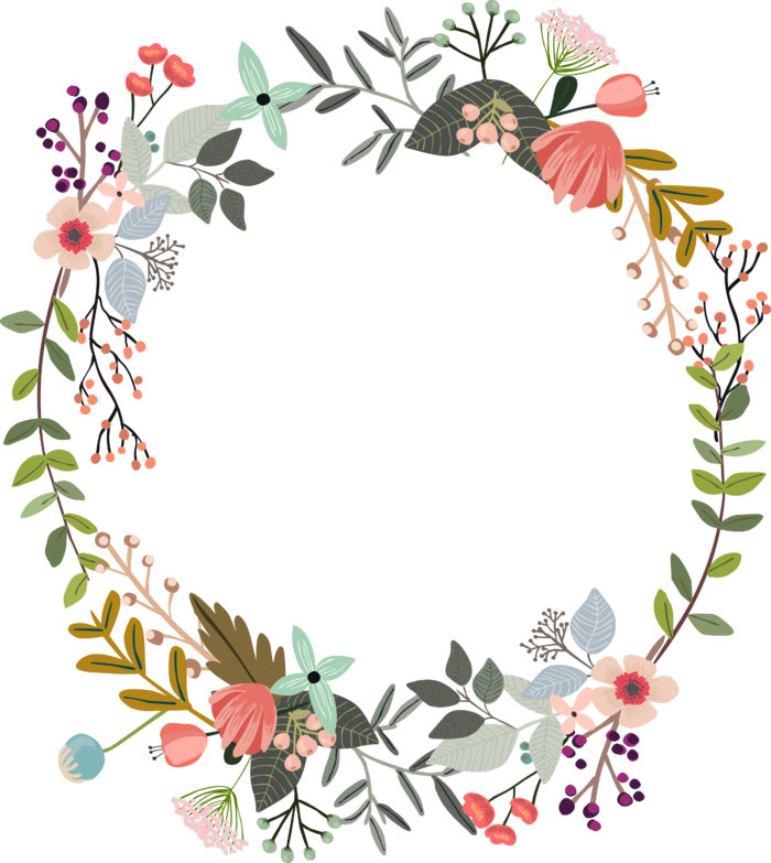植物花环清新手绘卡通插画免抠元素