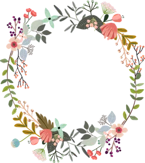 植物花环清新手绘卡通插画免抠元素