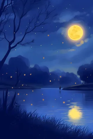 月光草地夜晚背景