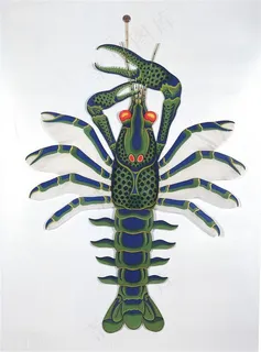 绿色工笔画龙虾风筝纸鸢民俗节日图片 绿色工笔画龙虾风筝纸鸢民俗节日图片