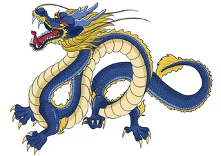 手绘国潮中国风神龙凤凰卡通形象插画装饰元素图案PSD设计素材