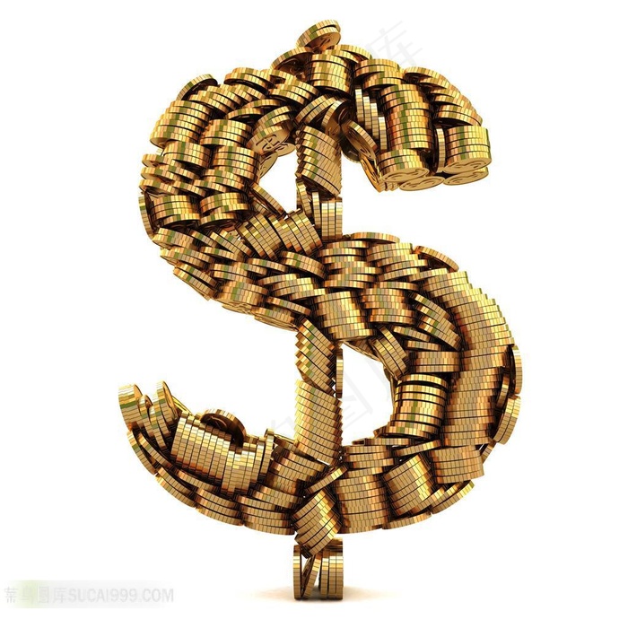 金币堆积成的美元符号高清图