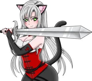 舞剑猫女郎素材卡通简笔